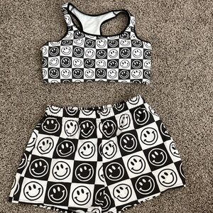 Black and White Smiley Sports Bra